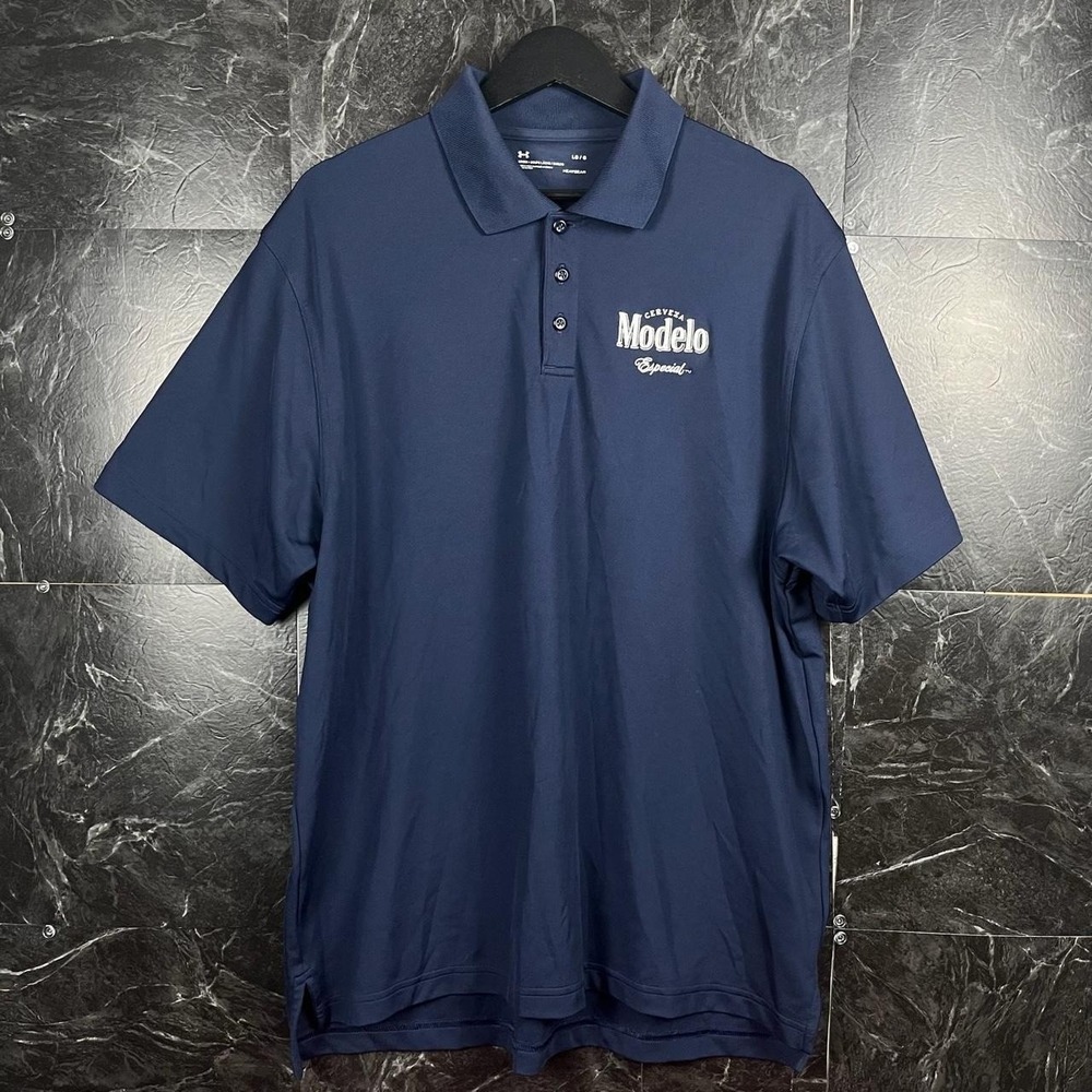 Under Armour Blue Modelo Heat Tech Golf Polo Shirt Large